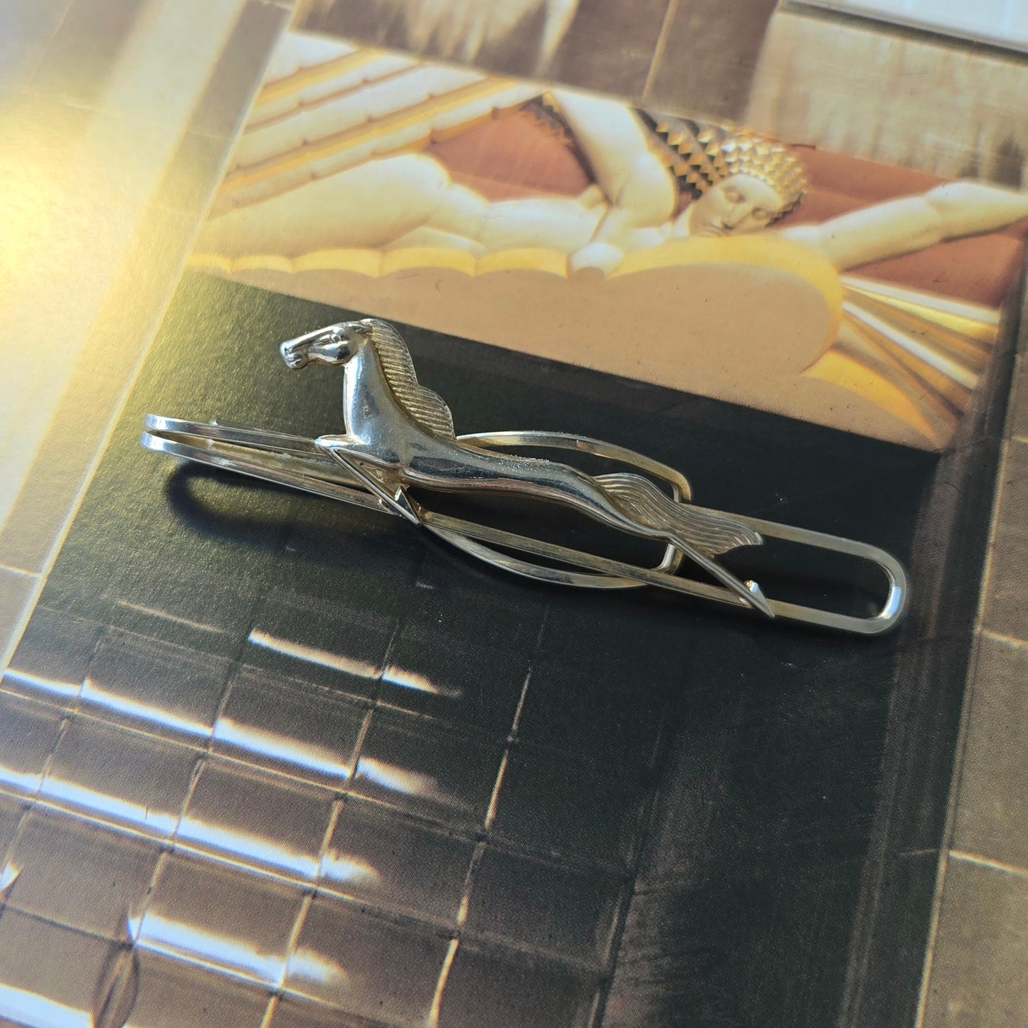 Stratton Gold Tone Art Deco Galloping Horse Tie Clip