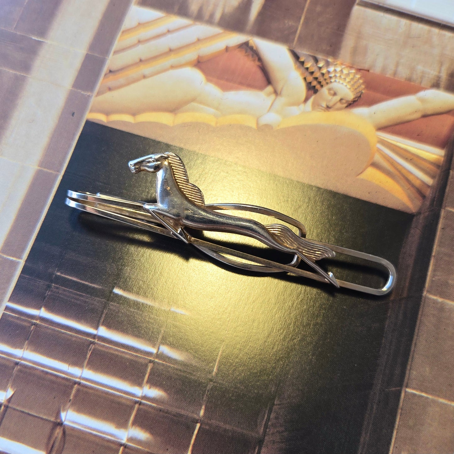 Stratton Gold Tone Art Deco Galloping Horse Tie Clip