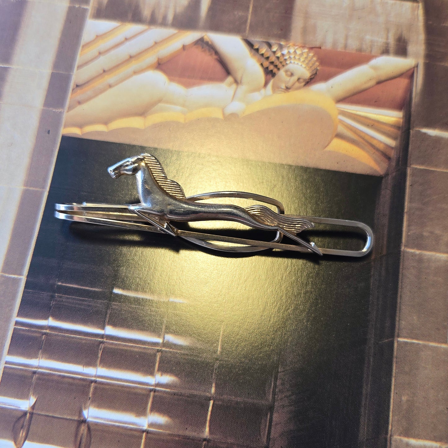 Stratton Gold Tone Art Deco Galloping Horse Tie Clip