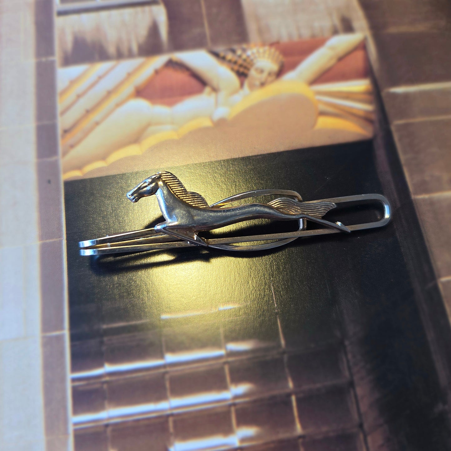 Stratton Gold Tone Art Deco Galloping Horse Tie Clip
