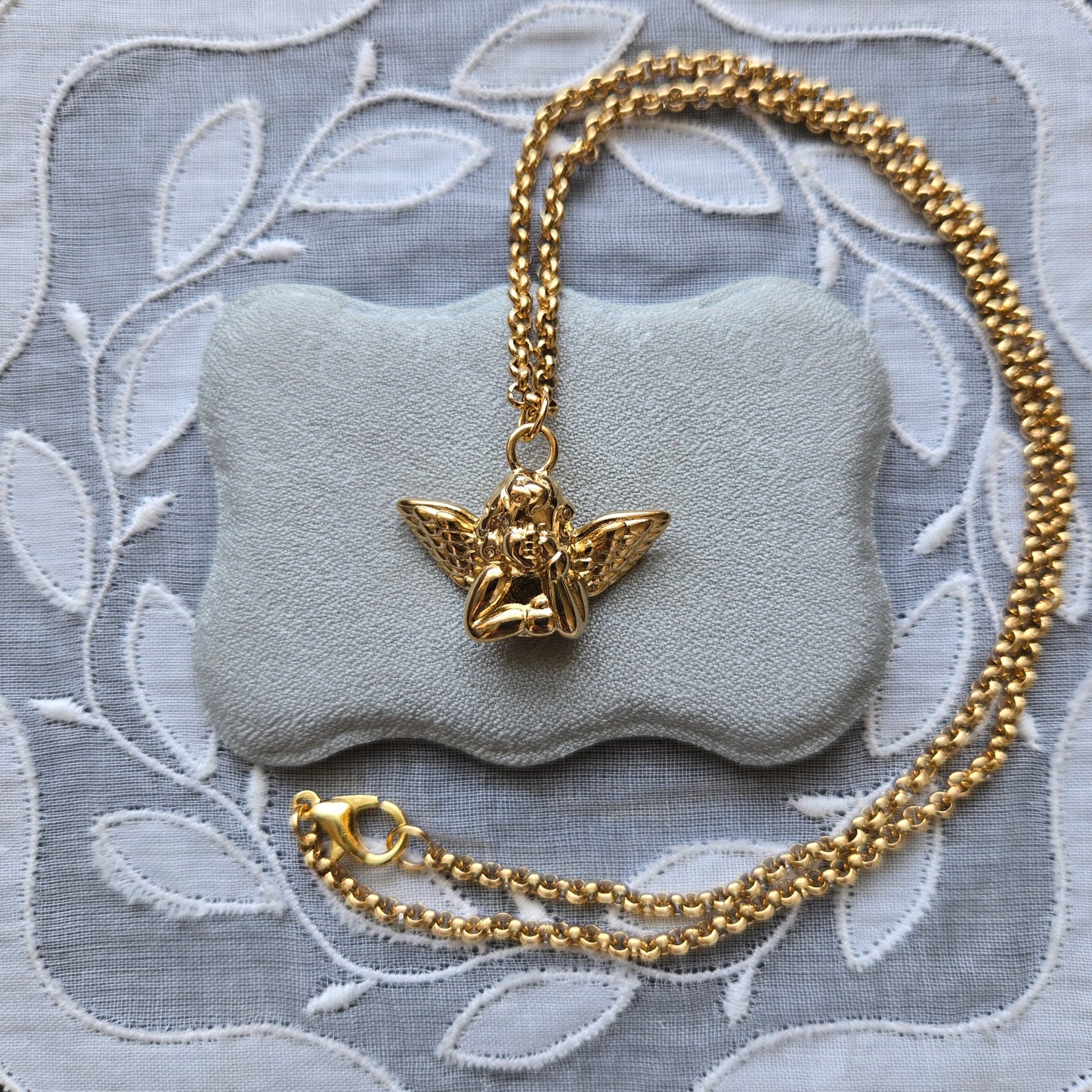 Necklace - Gold Cherub Angel Pendant Necklace