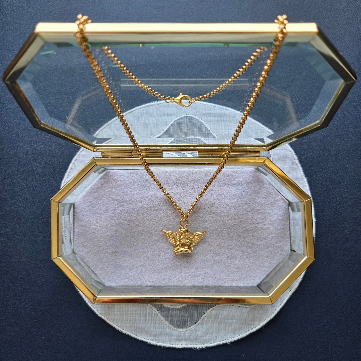 Necklace - Gold Cherub Angel Pendant Necklace