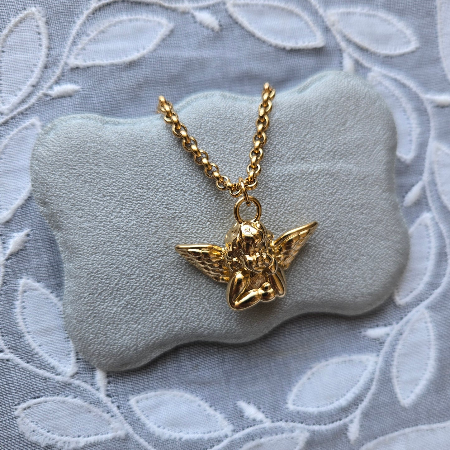 Necklace - Gold Cherub Angel Pendant Necklace