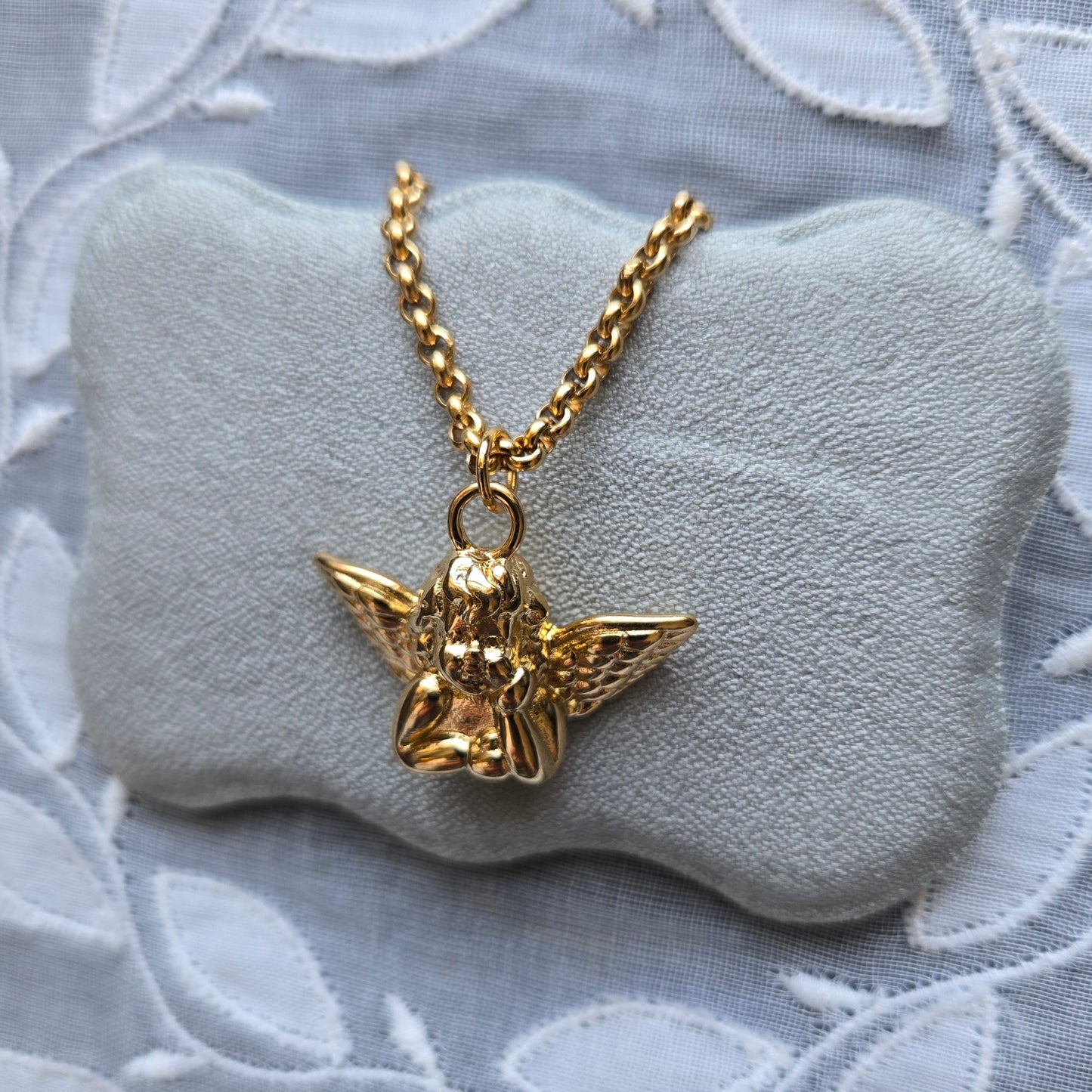 Necklace - Gold Cherub Angel Pendant Necklace