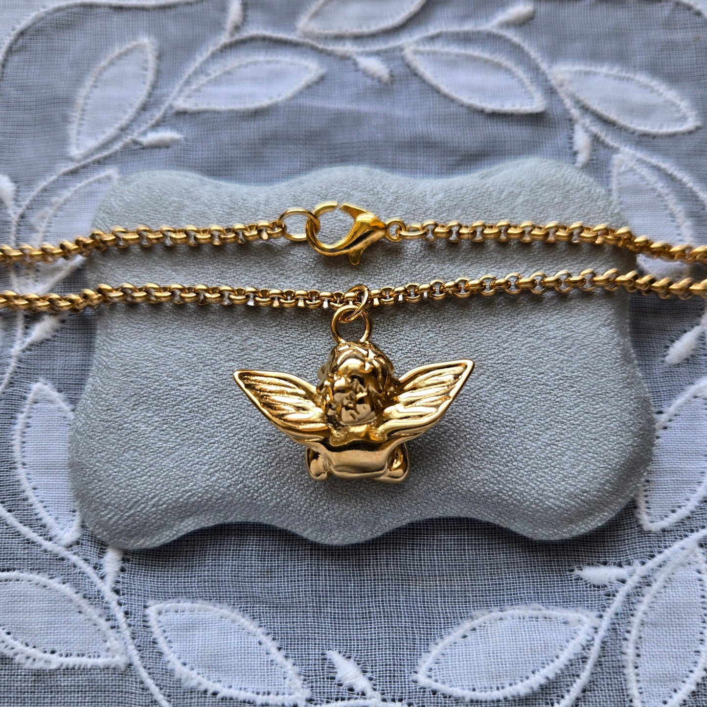Necklace - Gold Cherub Angel Pendant Necklace