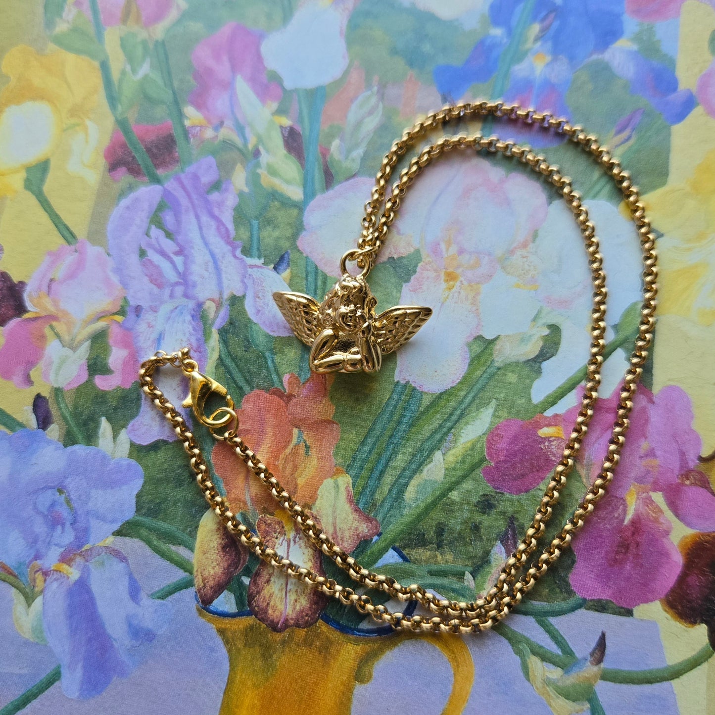 Necklace - Gold Cherub Angel Pendant Necklace