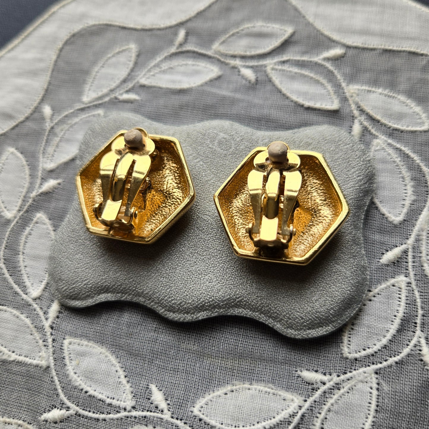 Clip on - Swarovski S.A.L Hexagonal Blue Crystal Clip on Earrings