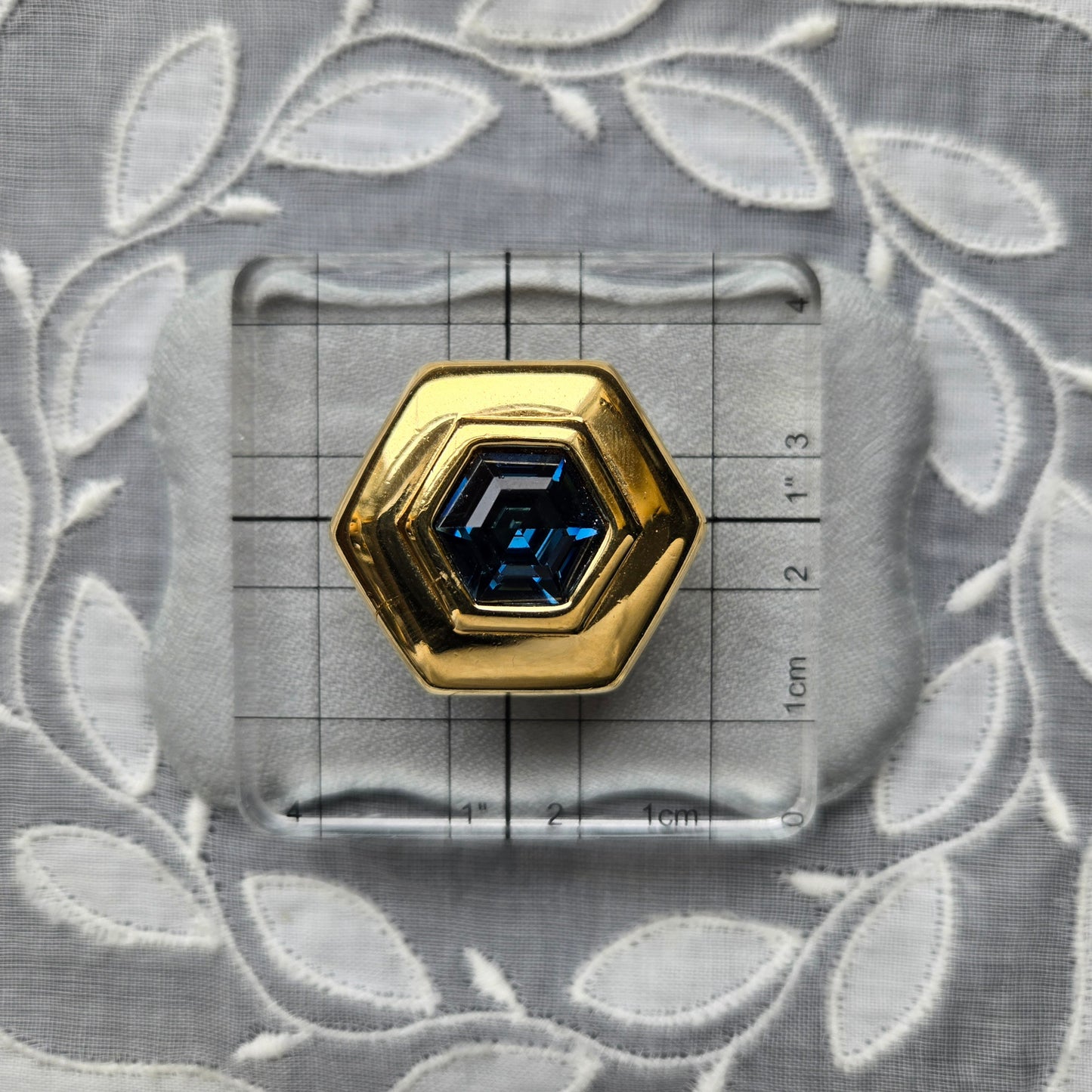 Clip on - Swarovski S.A.L Hexagonal Blue Crystal Clip on Earrings