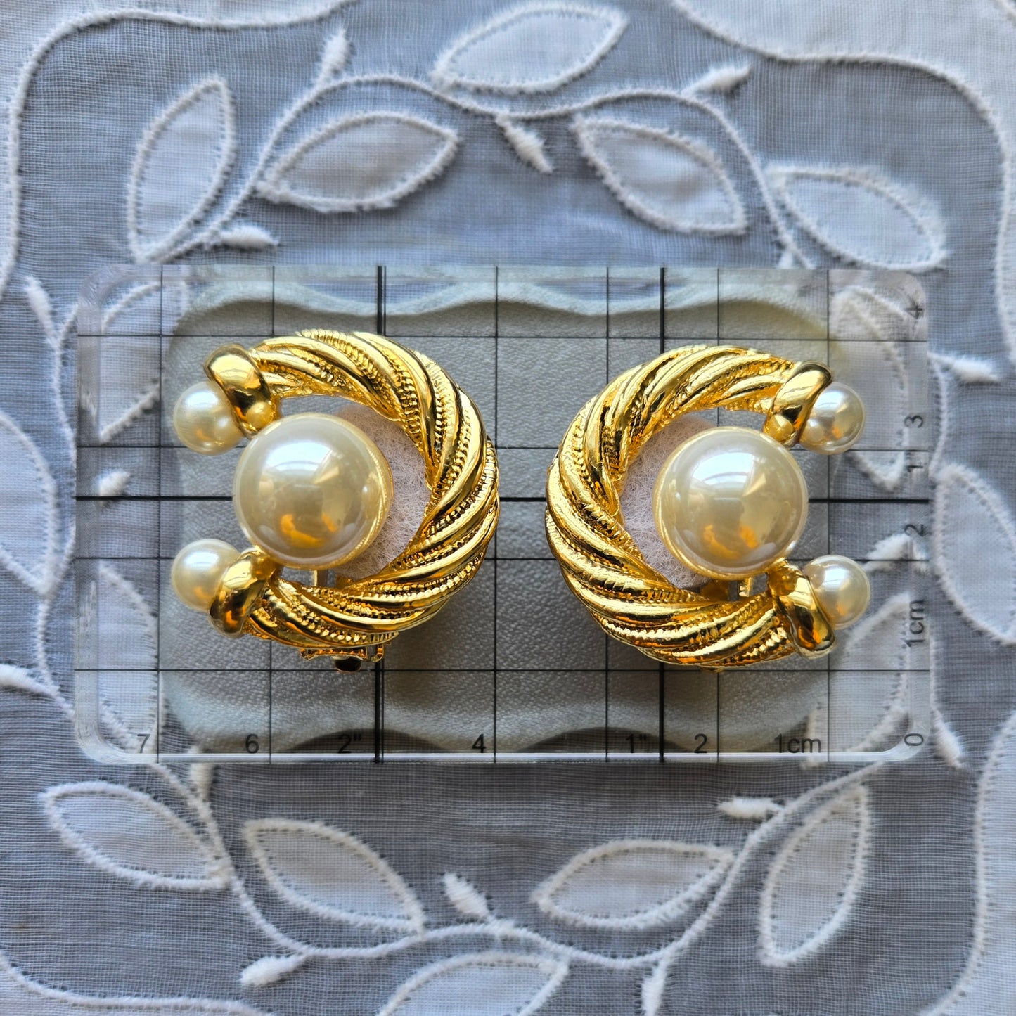 Clip on - Gold Twisted Rope Pearl Clip on Earrings
