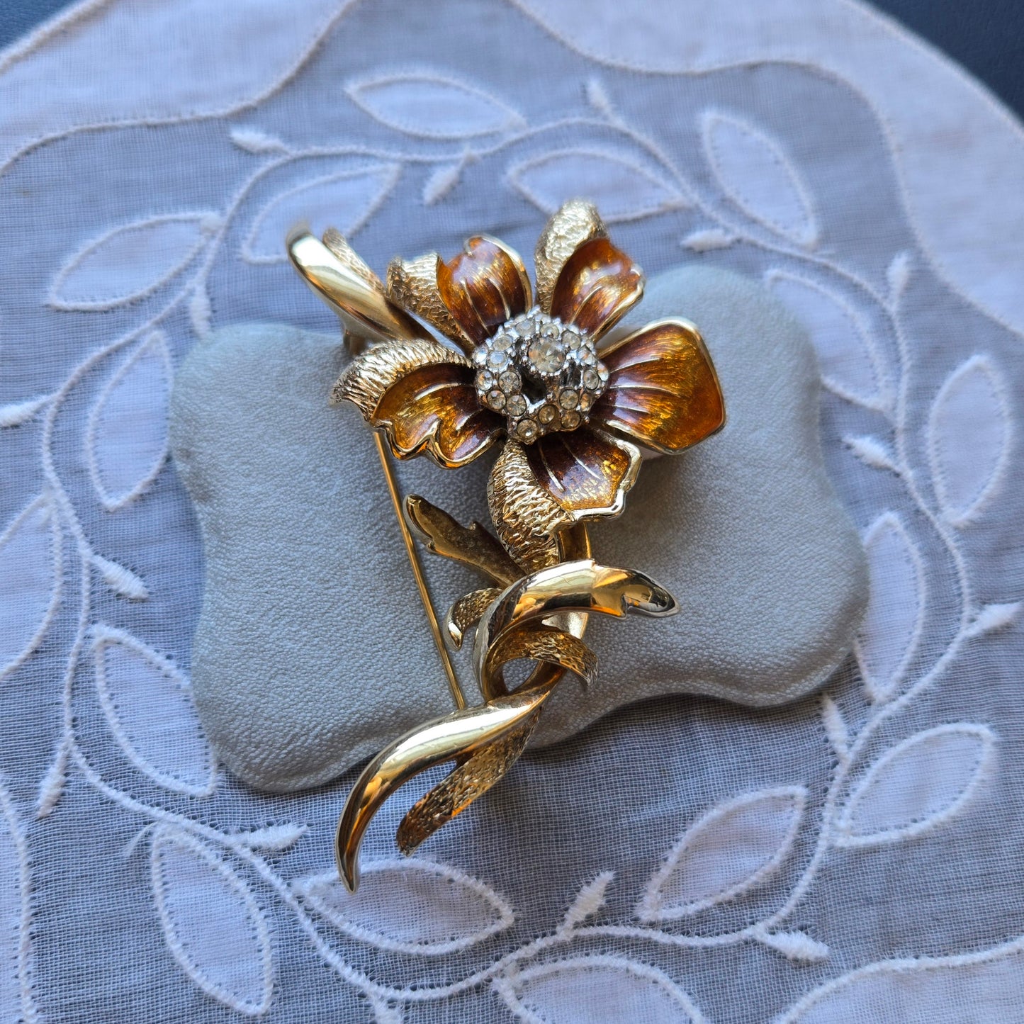 Brooch - Attwood and Sawyer Brushed Gold Rose Brooch