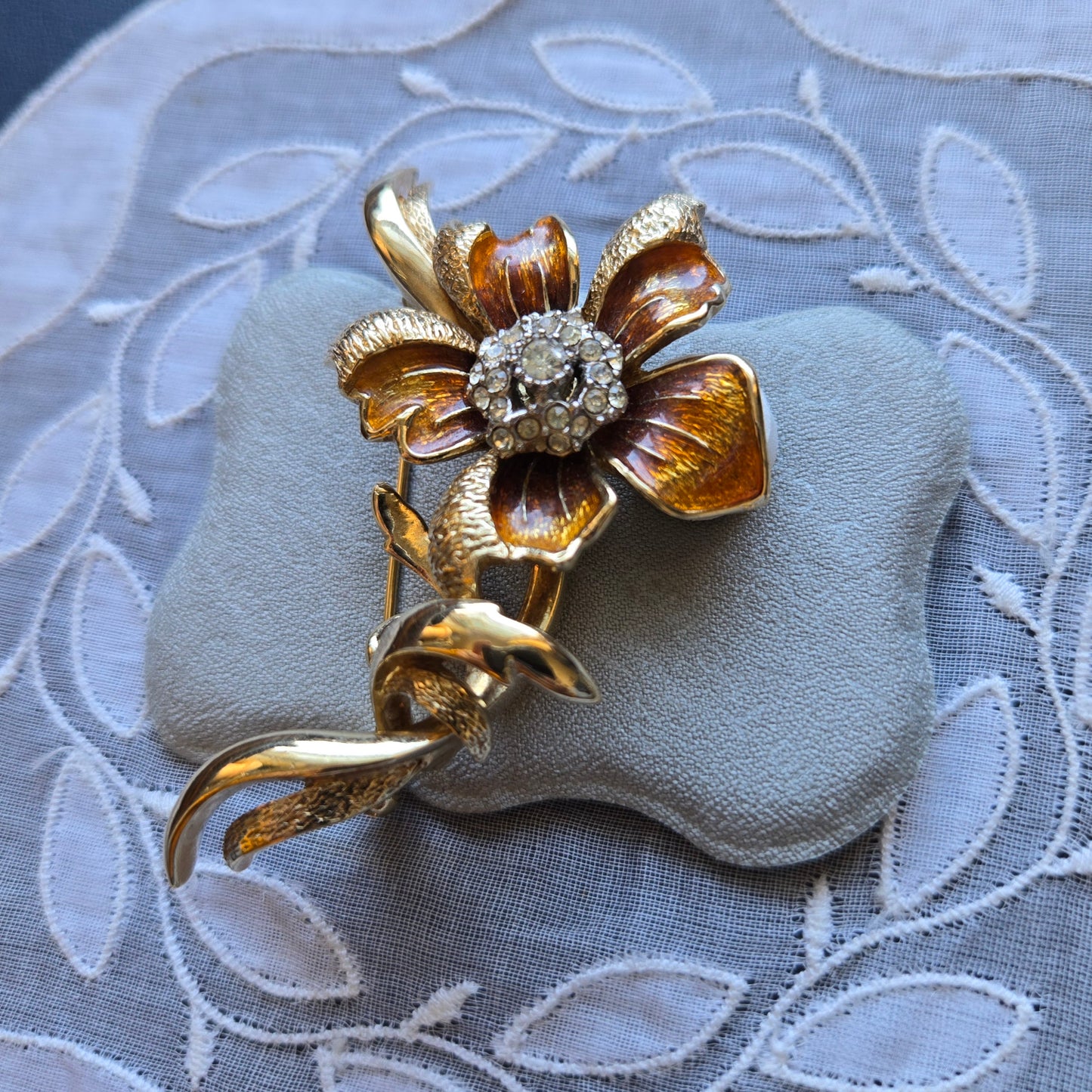 Brooch - Attwood and Sawyer Brushed Gold Rose Brooch