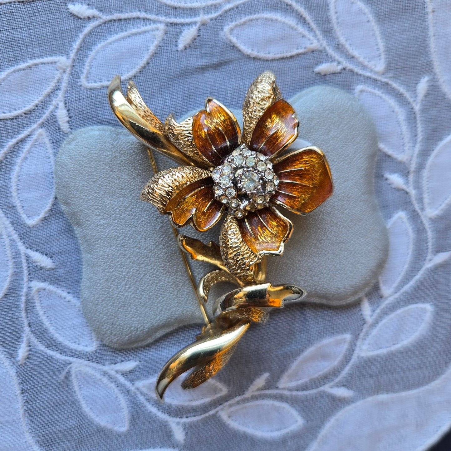 Brooch - Attwood and Sawyer Brushed Gold Rose Brooch