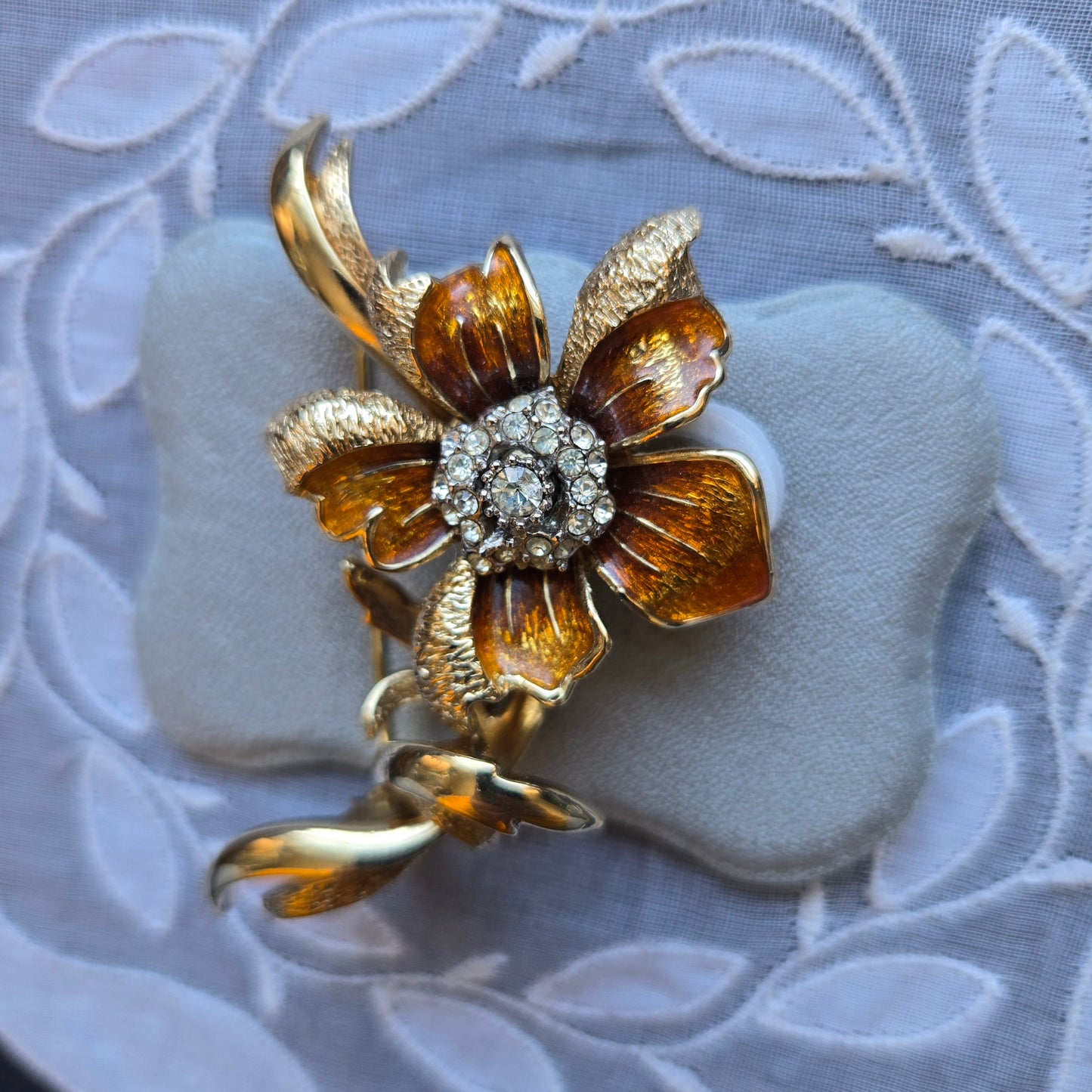 Brooch - Attwood and Sawyer Brushed Gold Rose Brooch