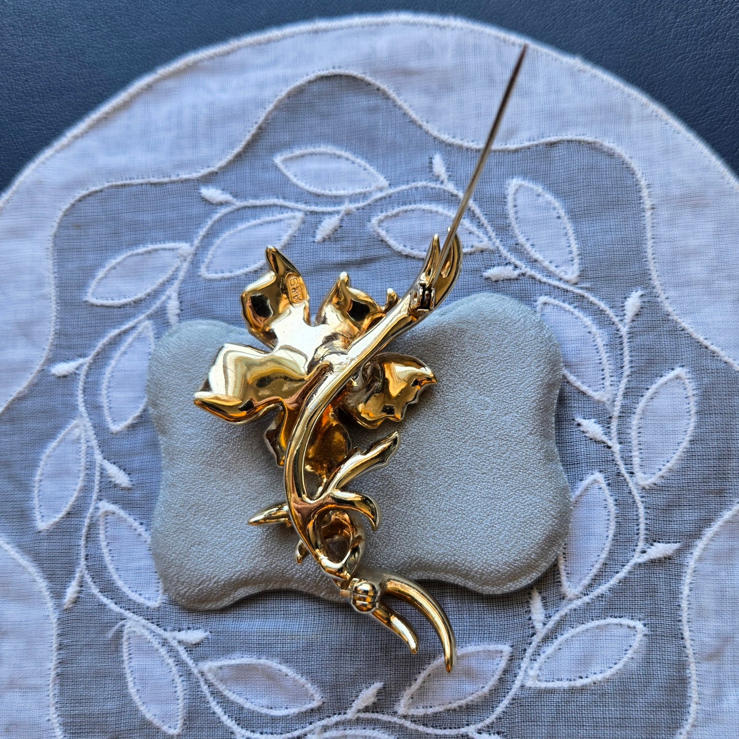 Brooch - Attwood and Sawyer Brushed Gold Rose Brooch