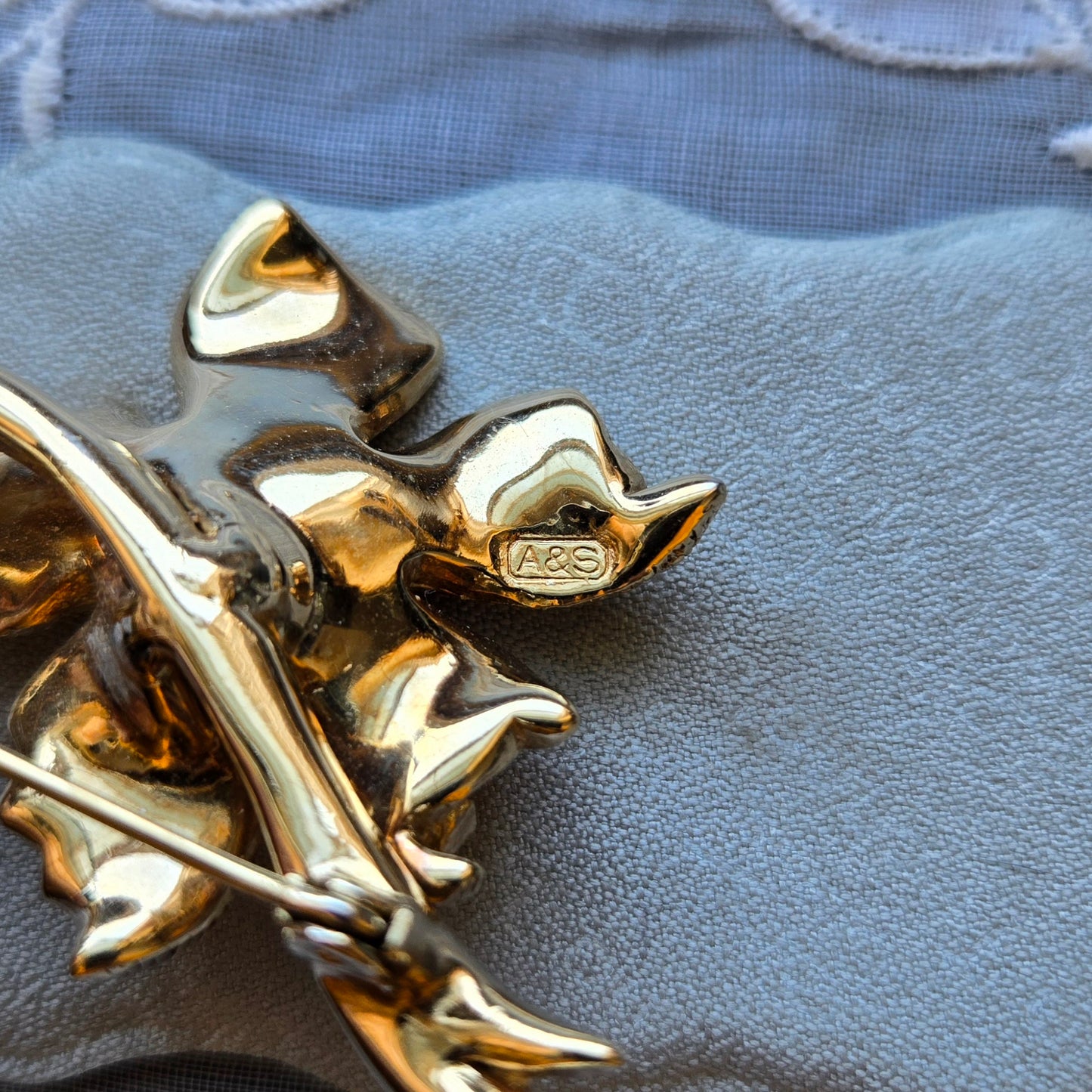 Brooch - Attwood and Sawyer Brushed Gold Rose Brooch