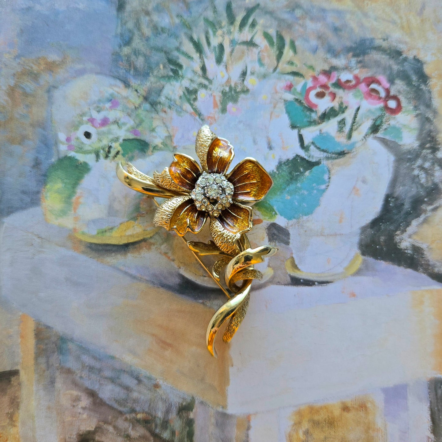 Brooch - Attwood and Sawyer Brushed Gold Rose Brooch