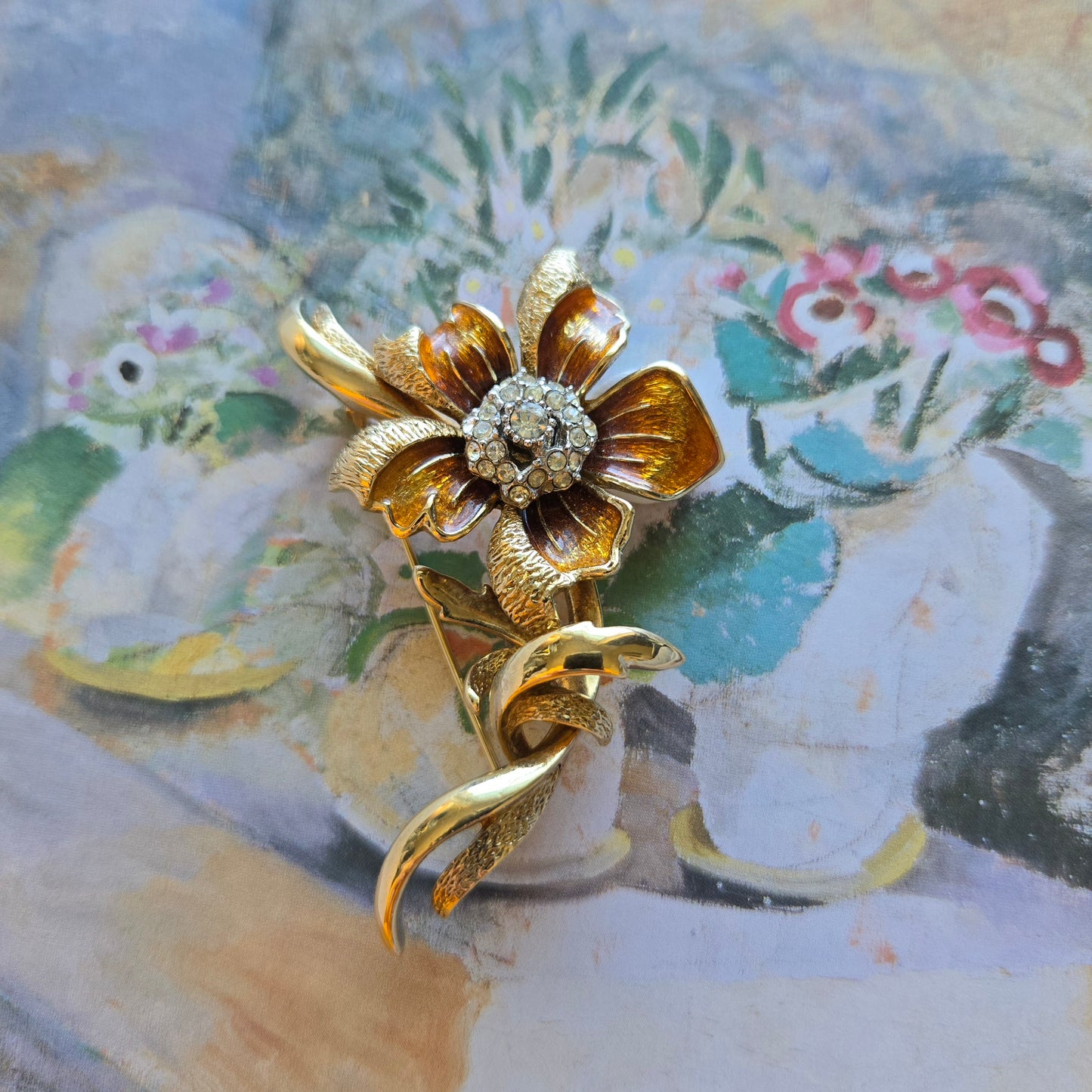 Brooch - Attwood and Sawyer Brushed Gold Rose Brooch