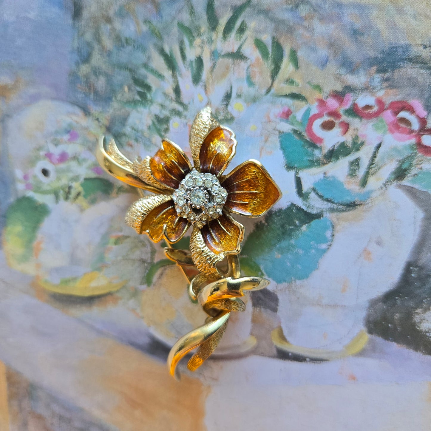 Brooch - Attwood and Sawyer Brushed Gold Rose Brooch