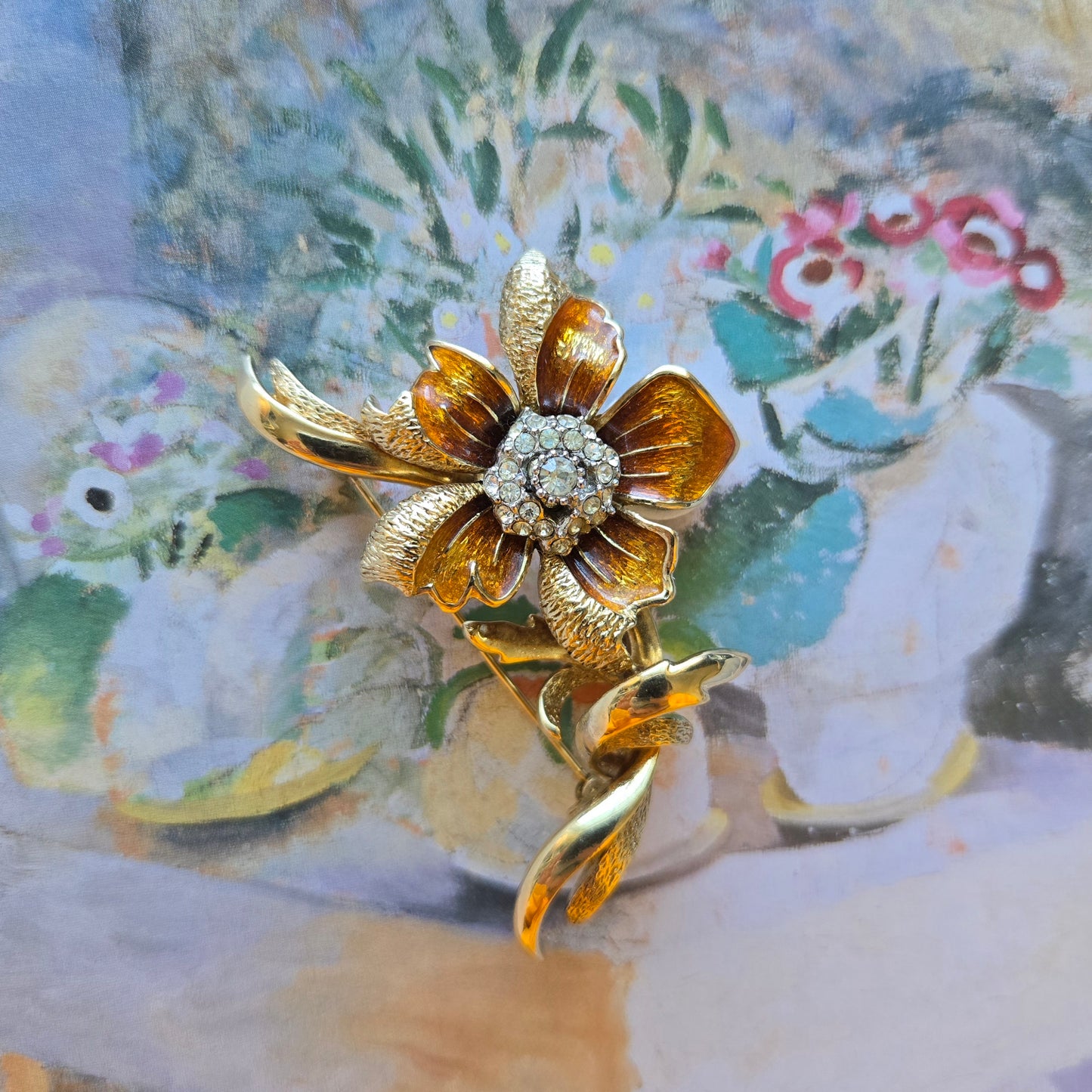 Brooch - Attwood and Sawyer Brushed Gold Rose Brooch
