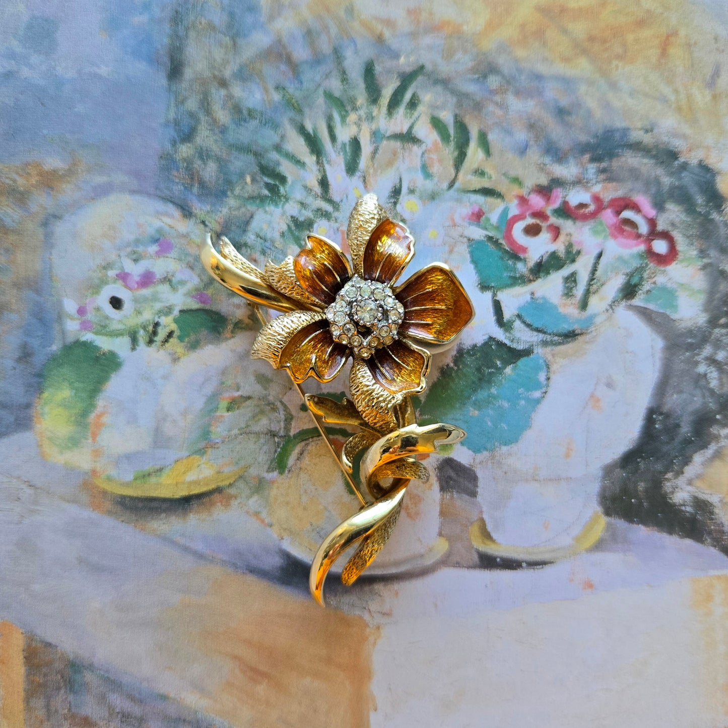 Brooch - Attwood and Sawyer Brushed Gold Rose Brooch