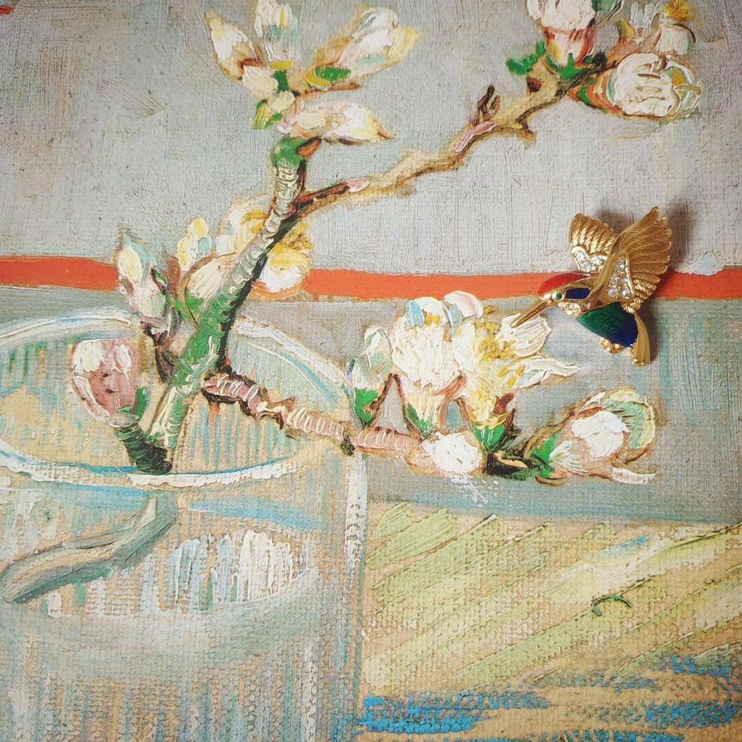 Brooch - Vintage Tropical Humming Bird Colibri Brooch by Attwood and Sawyer