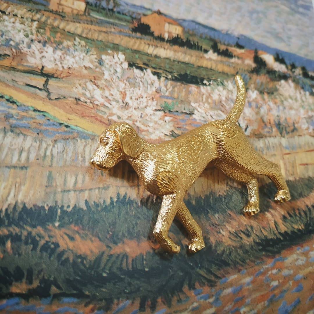 Brooch - Burberry Gold English Foxhound Brooch