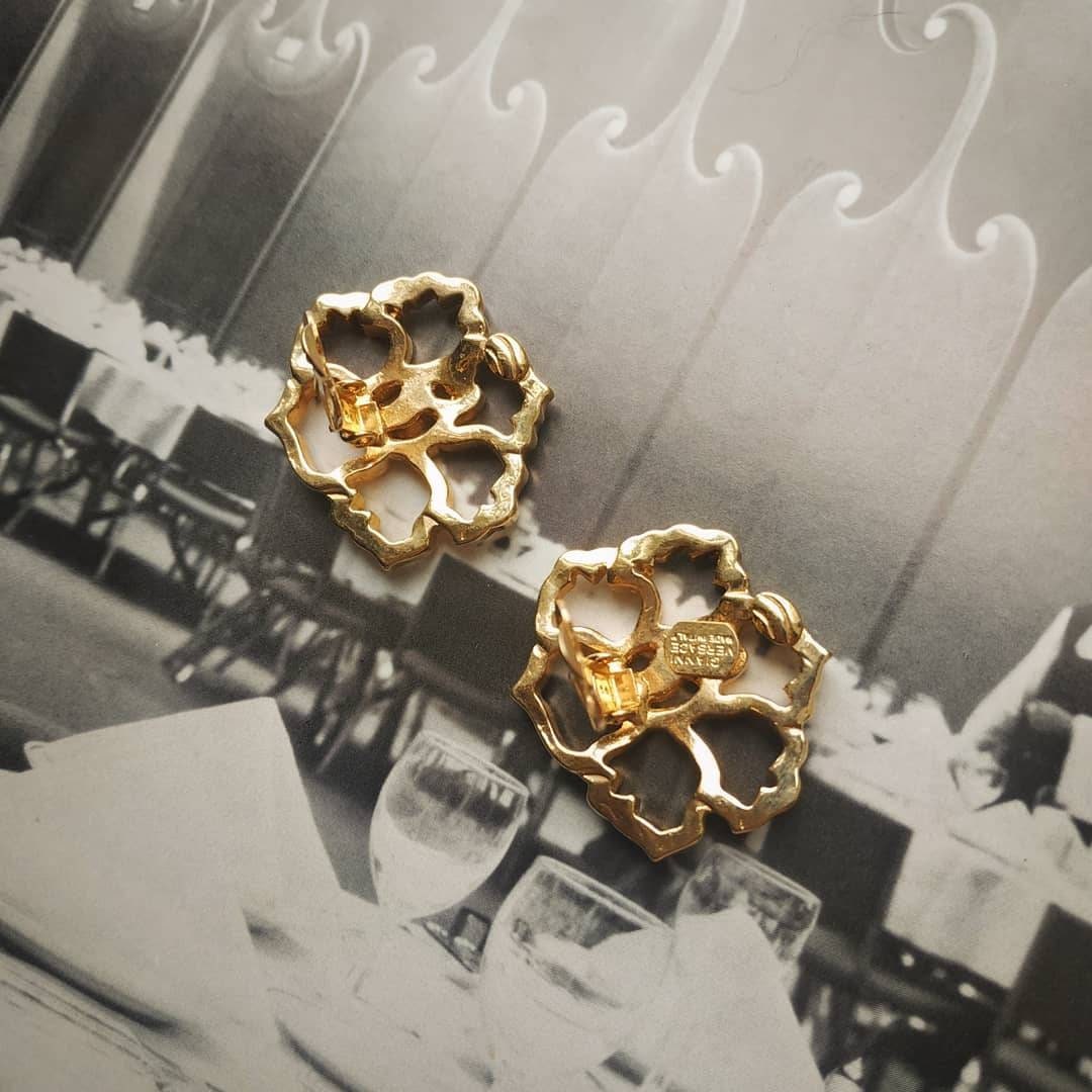 Clip on - Versace Golden Hibiscus Clip on Earrings by Gianni Versace