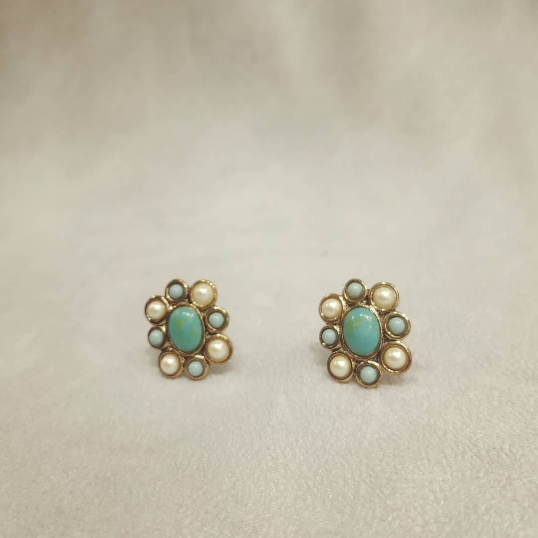 Clip on - Pearl Turquoise Clip on Earrings by Monet