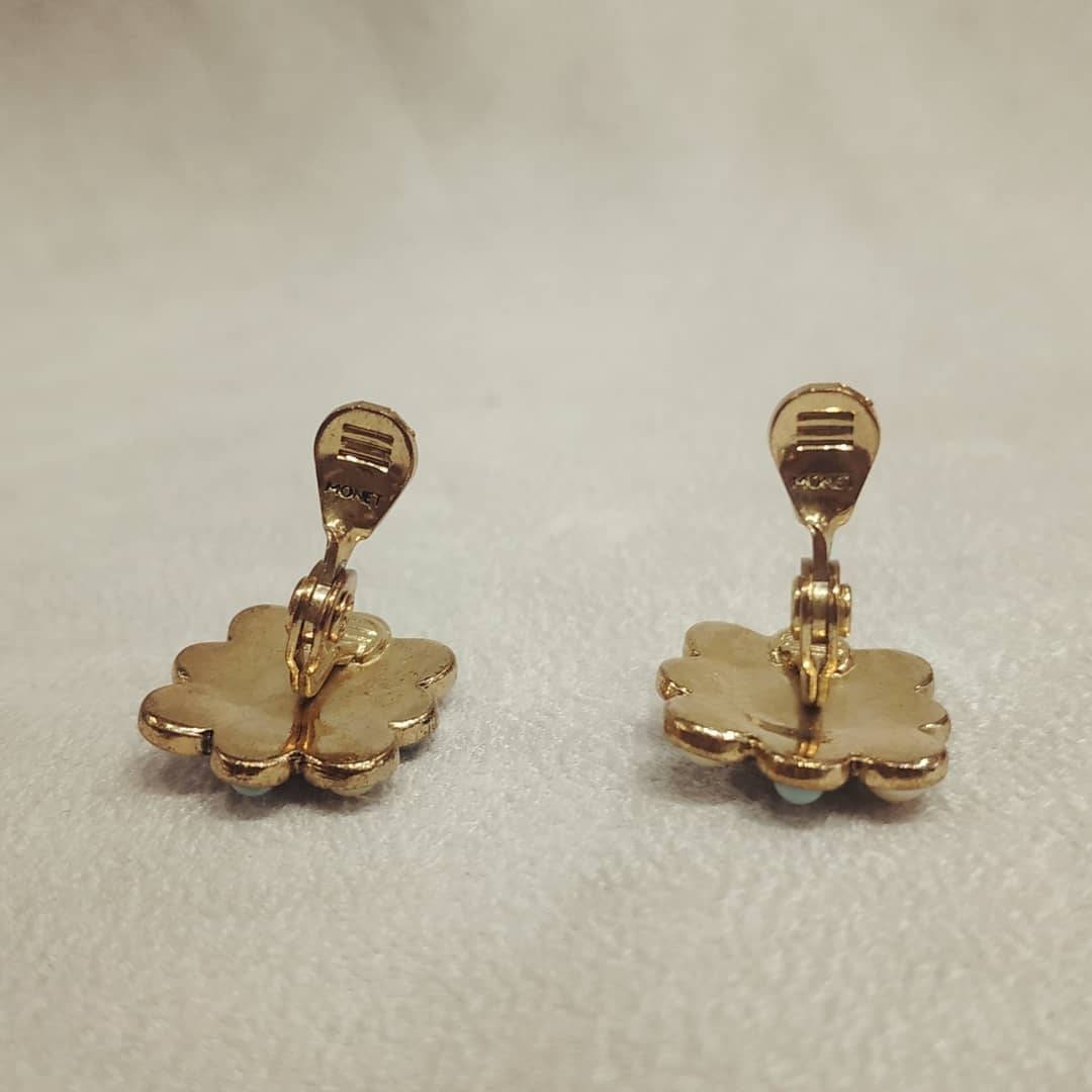 Clip on - Pearl Turquoise Clip on Earrings by Monet