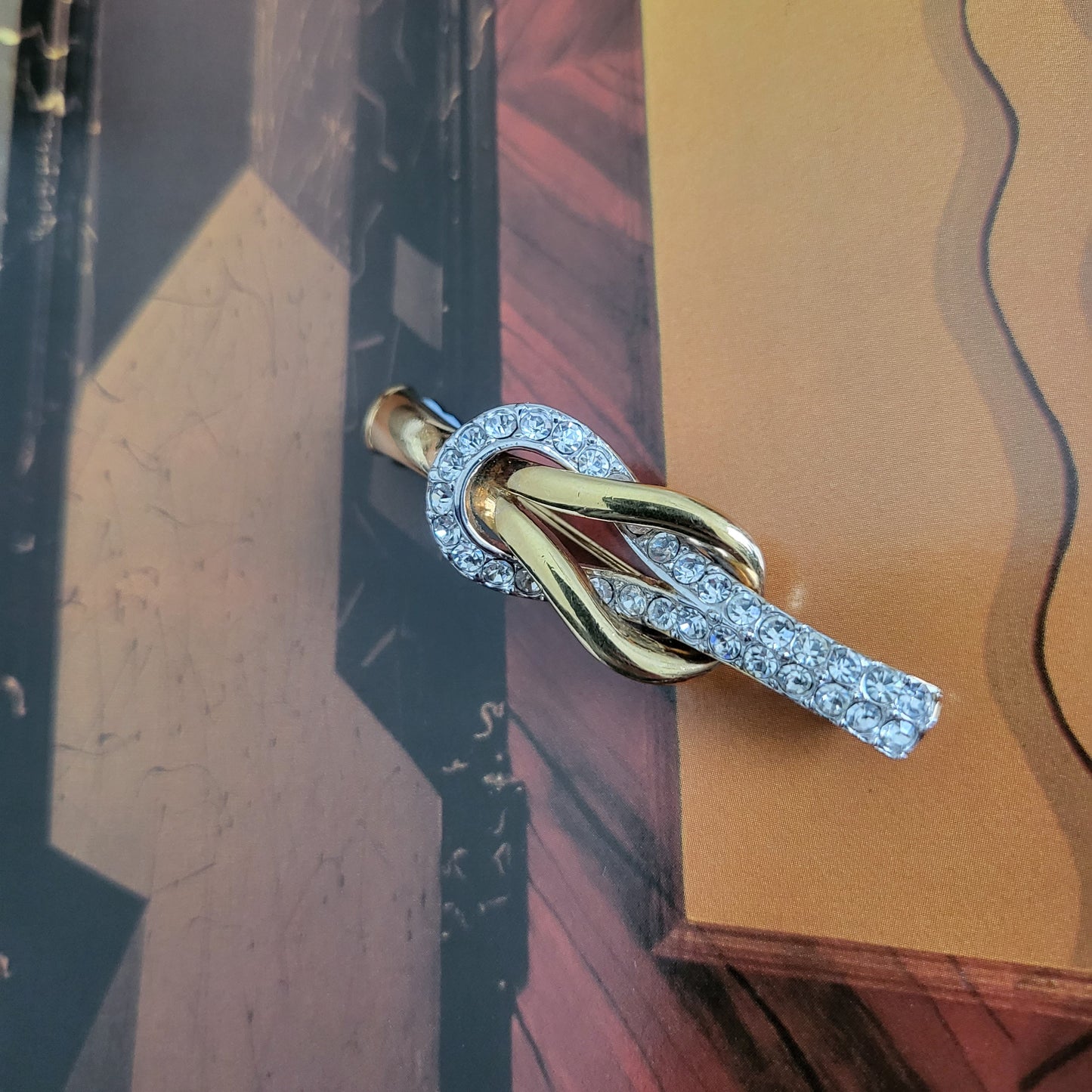 Brooch - Attwood and Sawyer Gold and Crystals Knot Brooch