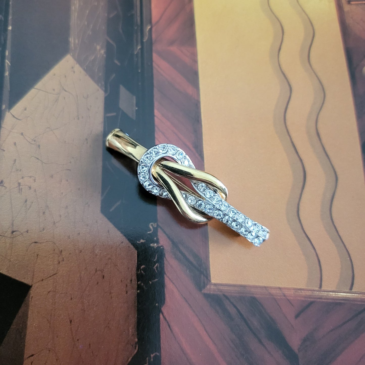 Brooch - Attwood and Sawyer Gold and Crystals Knot Brooch