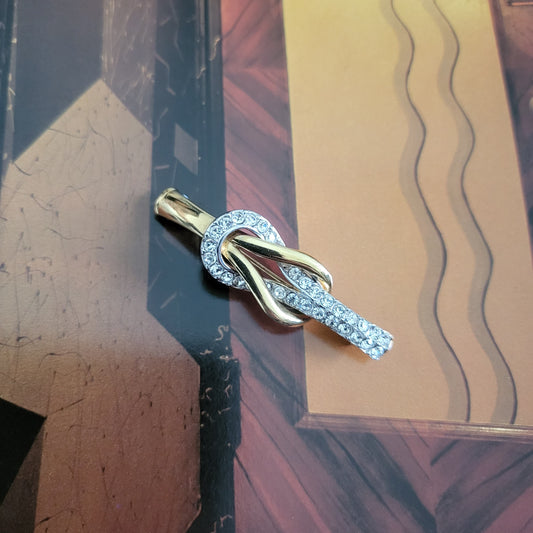 Brooch - Attwood and Sawyer Gold and Crystals Knot Brooch