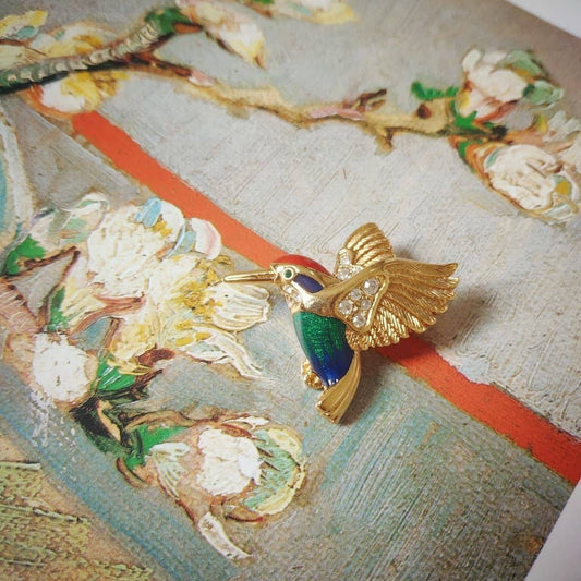 Brooch - Vintage Tropical Humming Bird Colibri Brooch by Attwood and Sawyer