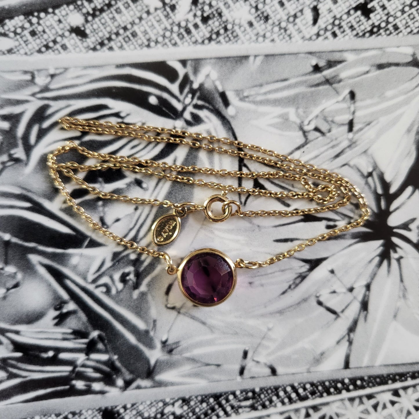 Necklace - Vintage Avon Purple Crystal Necklace