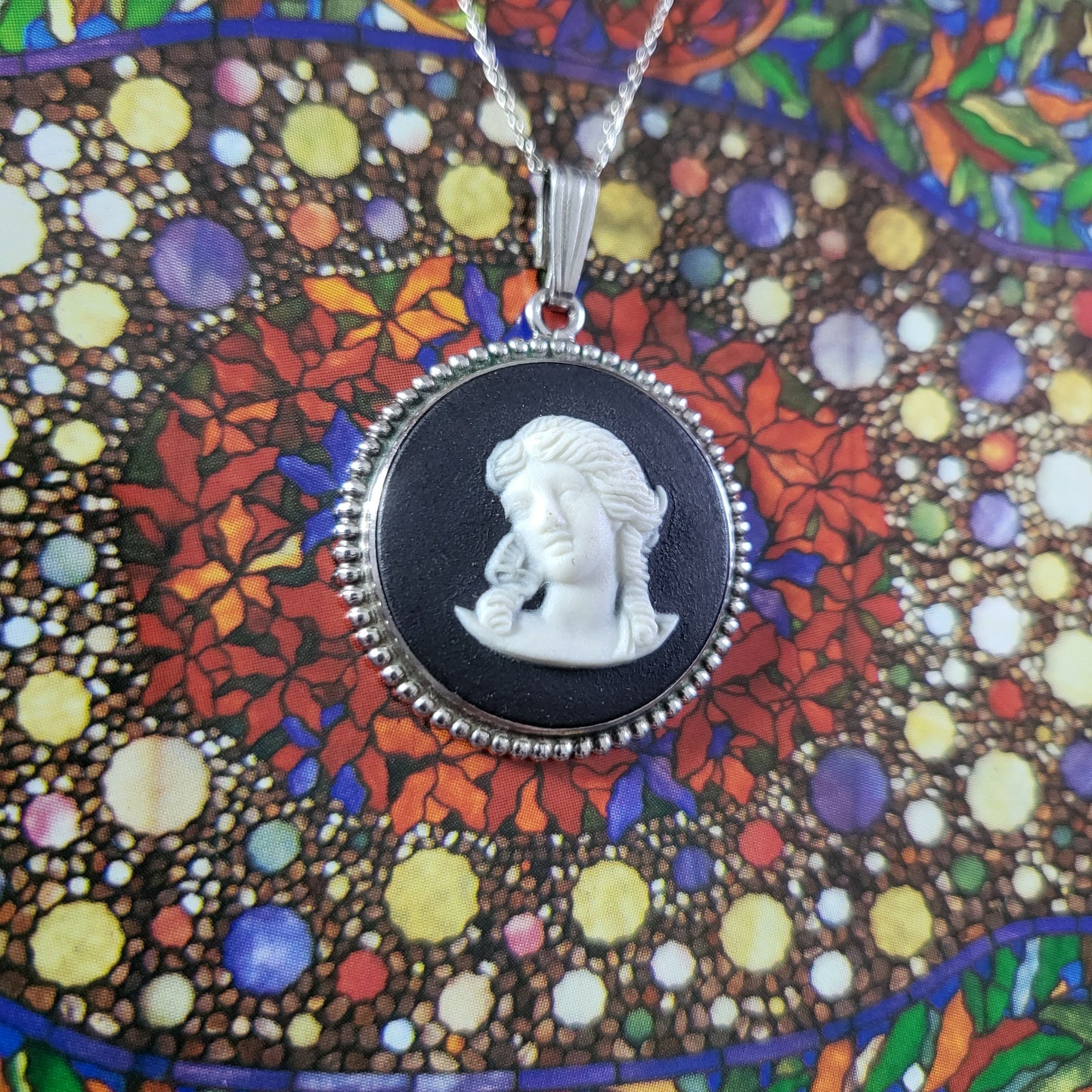 Necklace - Wedgwood Sterling Silver Black Jasperware Cameo Necklace