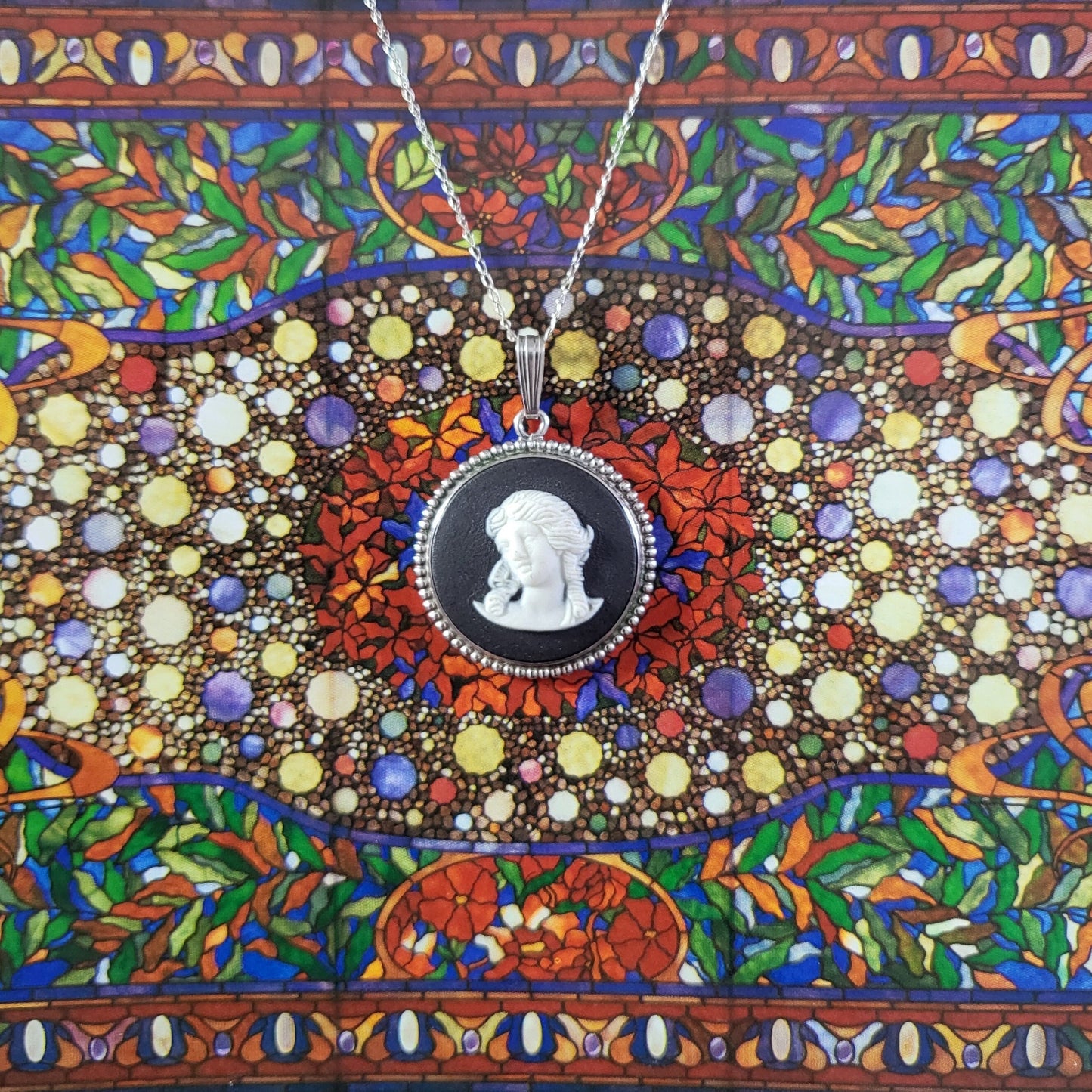 Necklace - Wedgwood Sterling Silver Black Jasperware Cameo Necklace