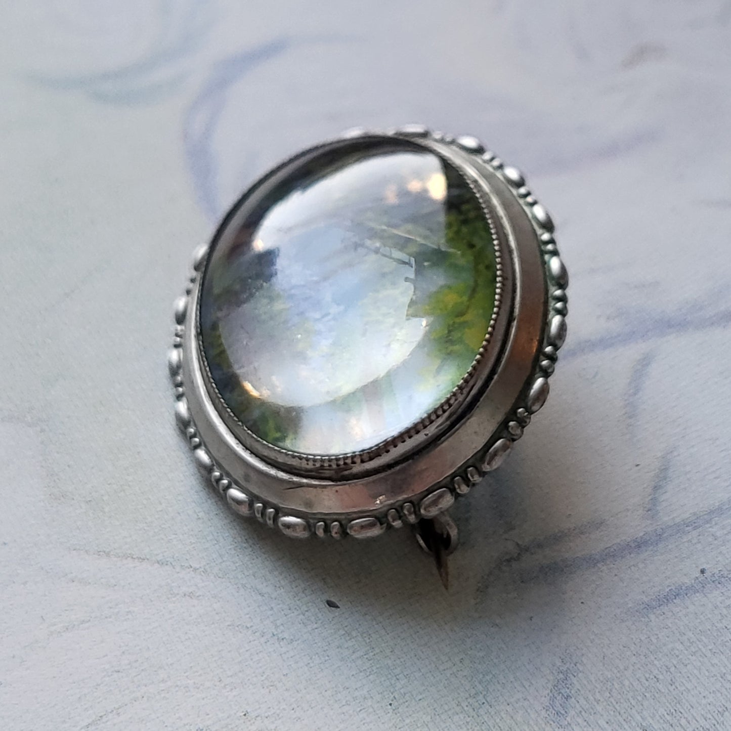 Brooch - Vintage Thomas L. Mott TLM Summer Landscape Brooch