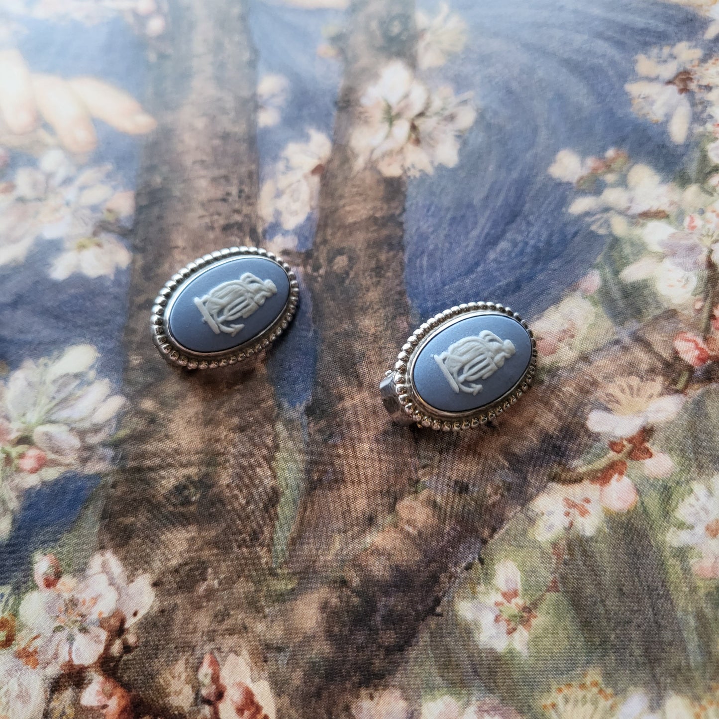 Clip on - Wedgwood Jasperware Blue Cameo Clip On Earrings