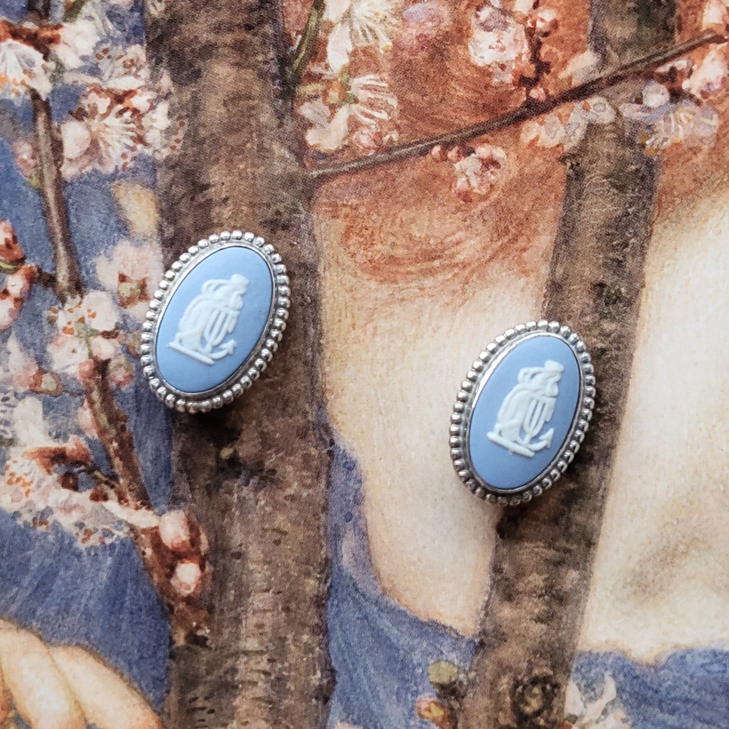Clip on - Wedgwood Jasperware Blue Cameo Clip On Earrings
