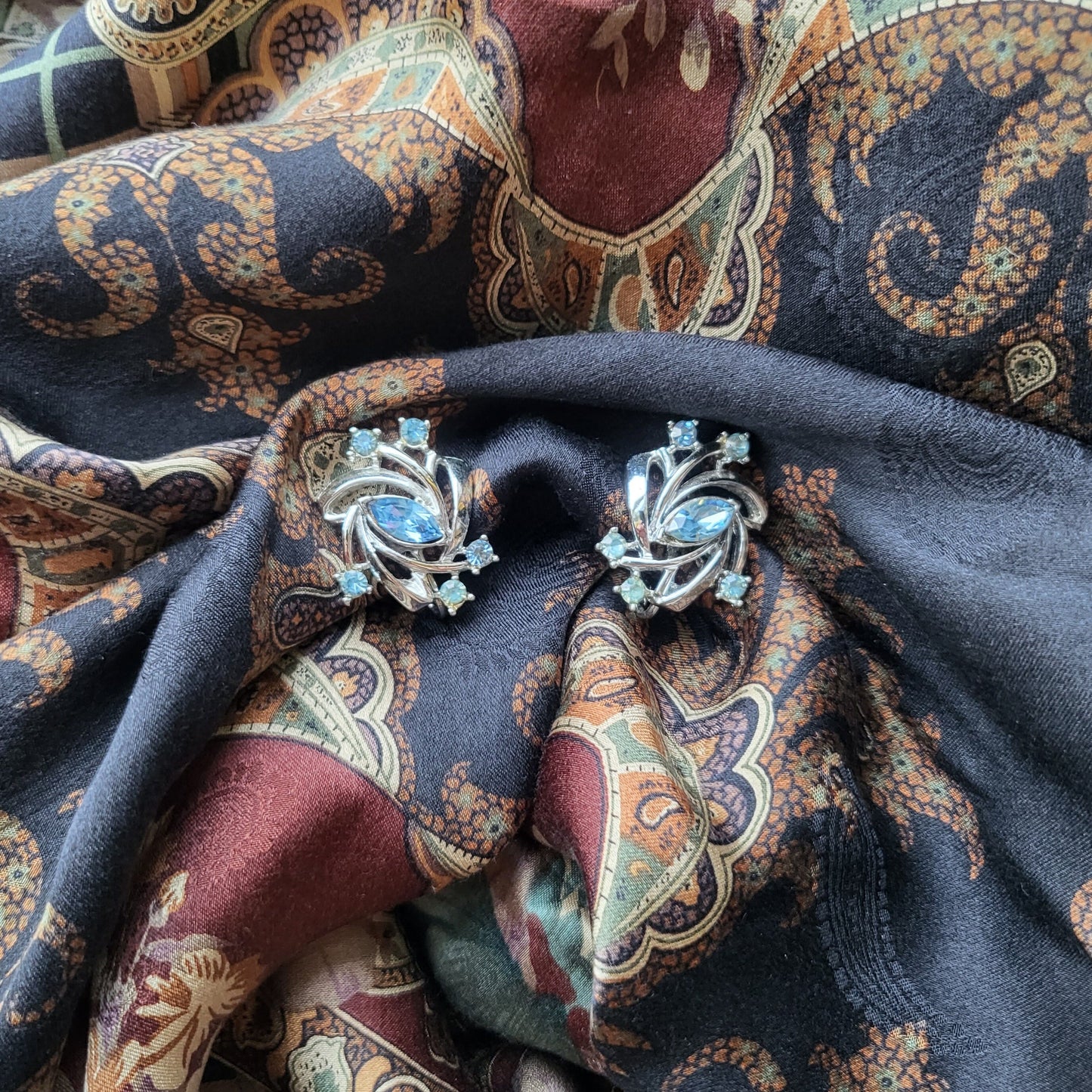 Clip on - Coro Ice Blue Crystal Clip on Earrings