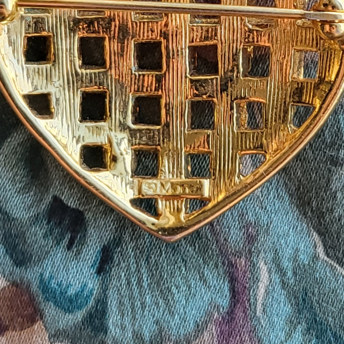 Brooch - Monet Gold and Crystal Lattice Heart Brooch