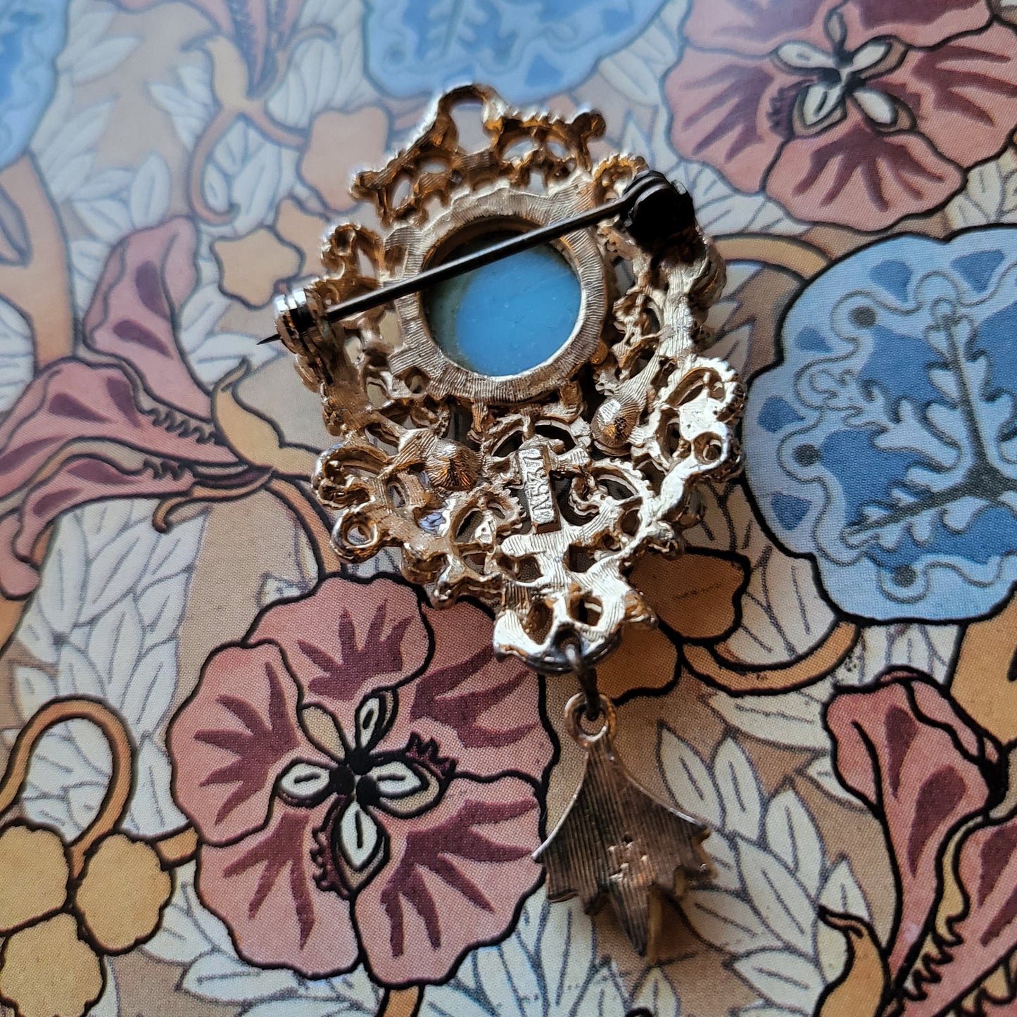 Brooch - Sphinx Turquoise Filigree Pendant Brooch