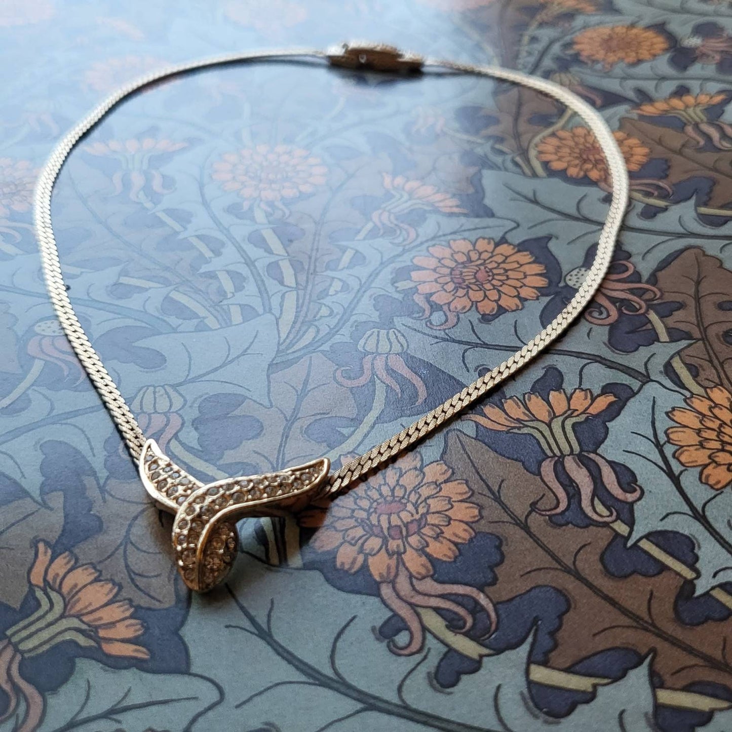 Necklace - Attwood and Sawyer Gold Crystal Ribbon Necklace