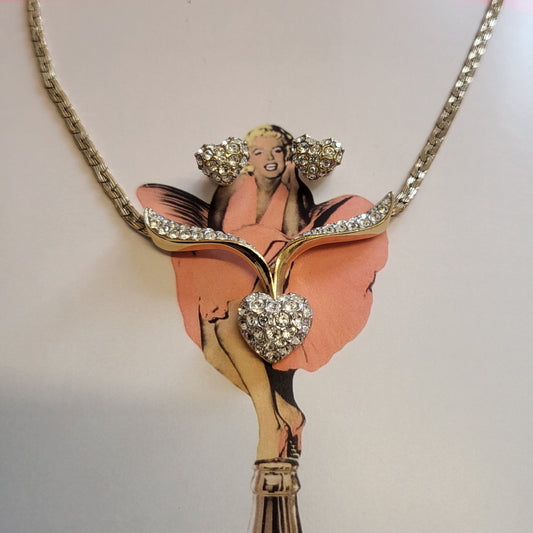 Set - Attwood and Sawyer Crystal Hearts Necklace and Stud Earrings