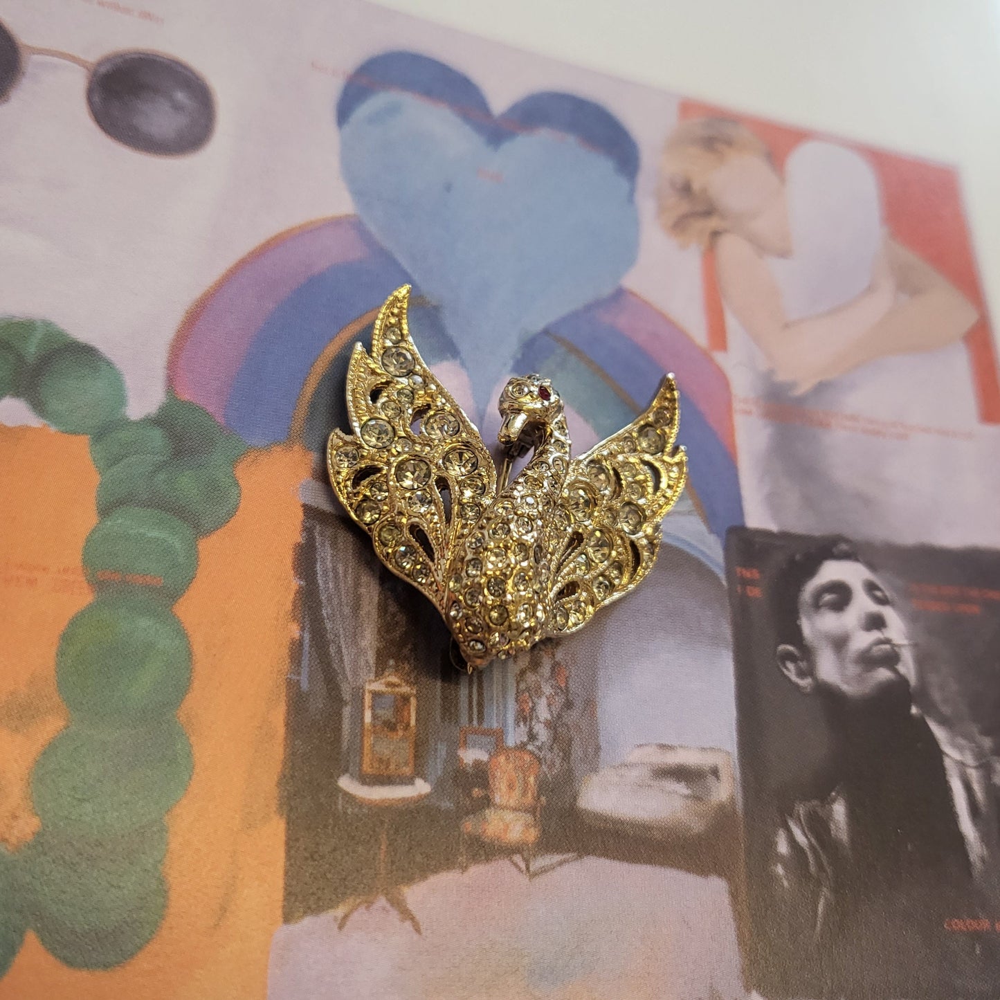 Brooch - Attwood and Sawyer Crystal Swan Brooch