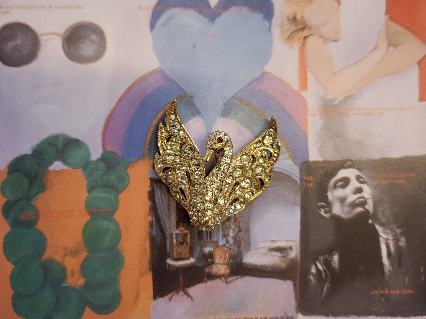 Brooch - Attwood and Sawyer Crystal Swan Brooch