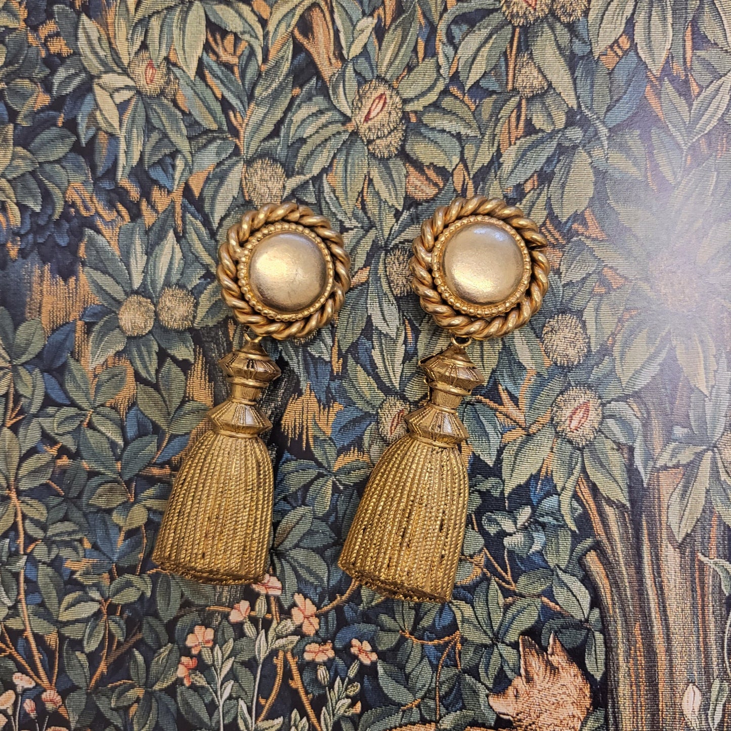 Clip on - Butler and Wilson Gold Statement Tassel Clip on Earrings