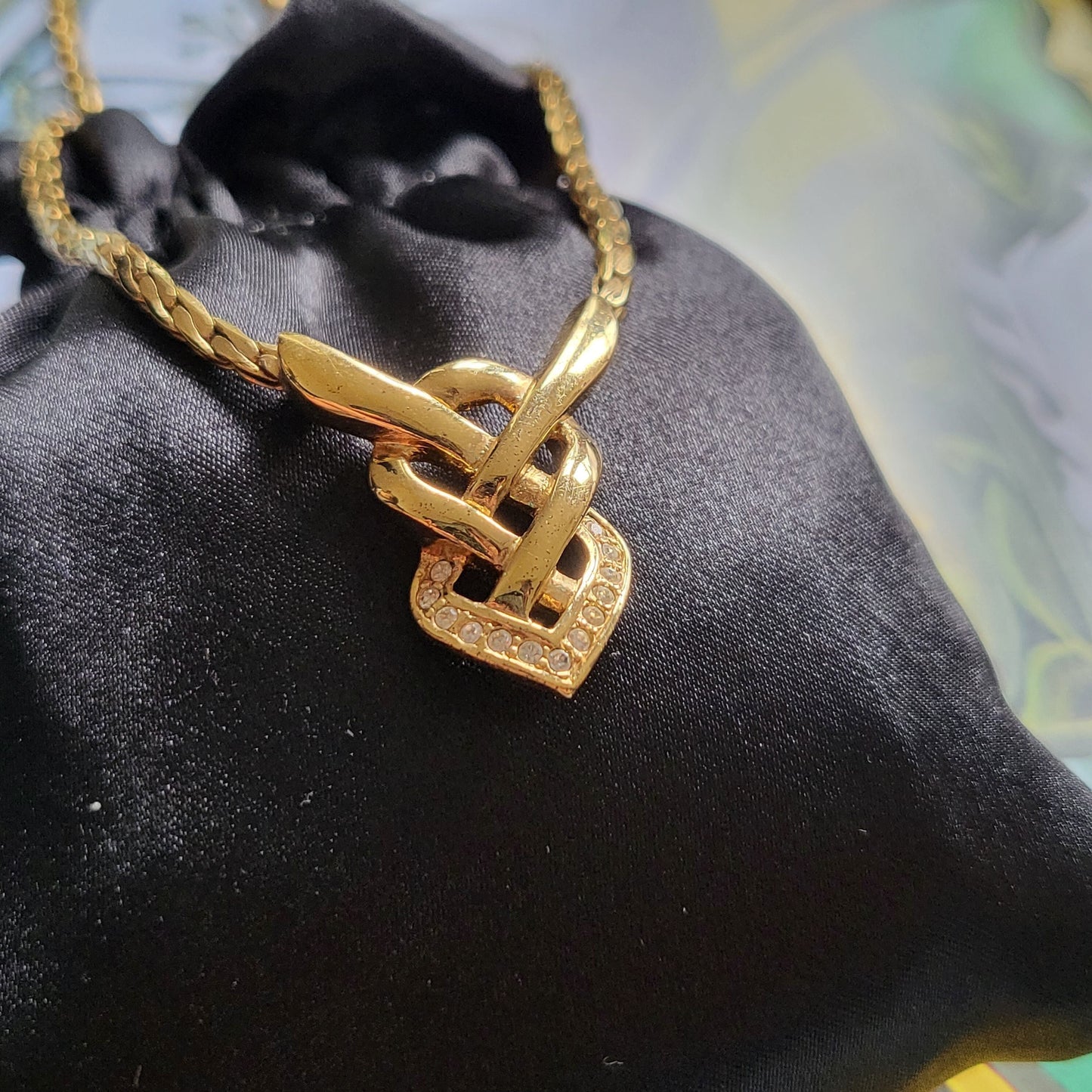 Necklace - Attwood and Sawyer Gold Crystal Plait Necklace