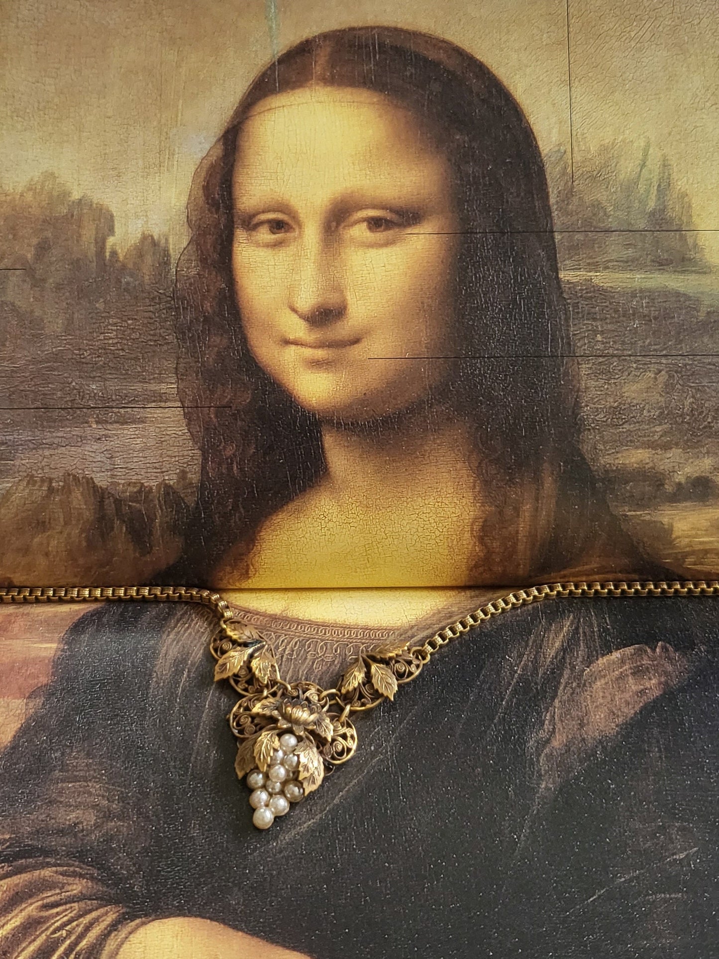 Set - Faux Pearl Grapes Necklace and Screw on Earrings