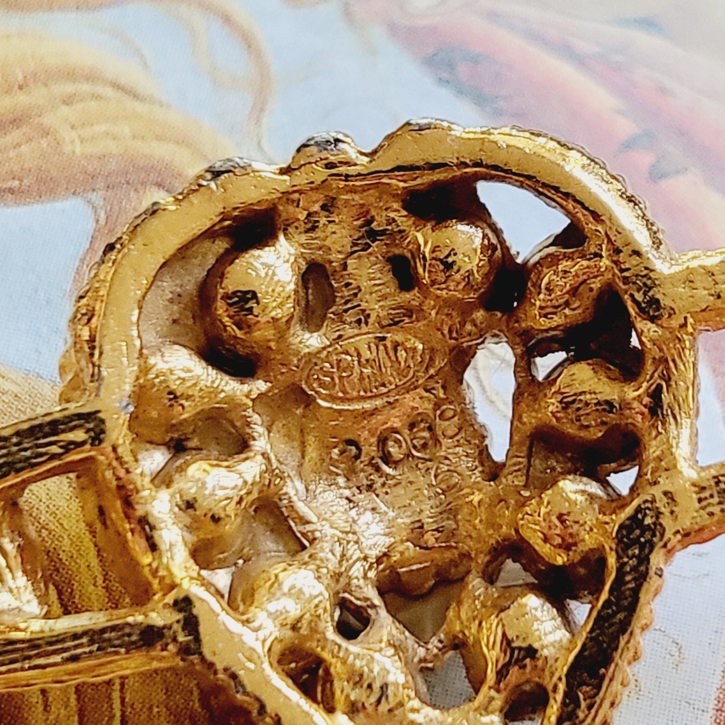 Brooch - Sphinx Red and Clear Crystals Heart Bar Brooch